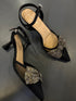 Bow Decor Pointy Toe Buckle Straps Heel